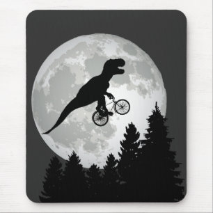 Funny T-Rex Fliegen auf dem Fahrrad mit Vollmond Mousepad