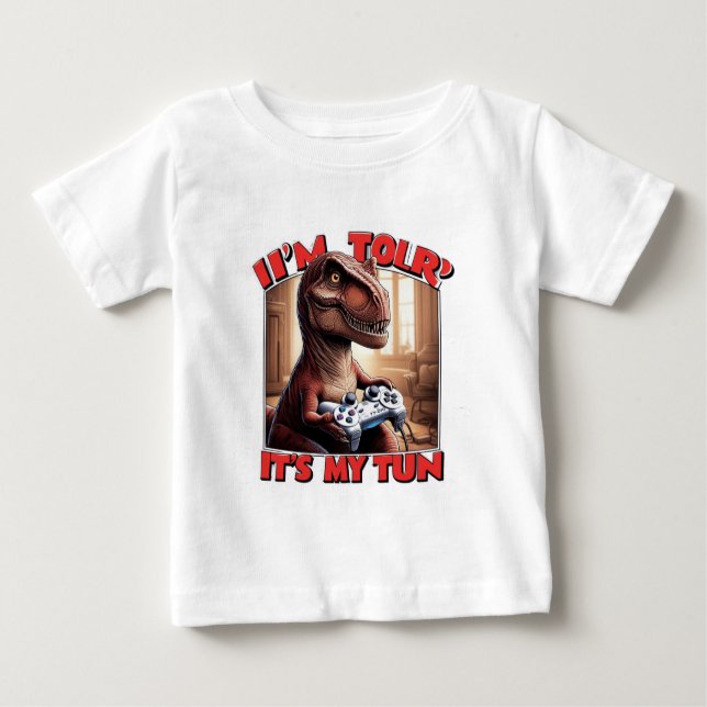 Funny T-Rex Gamer Quote Design Baby T-shirt (Vorderseite)