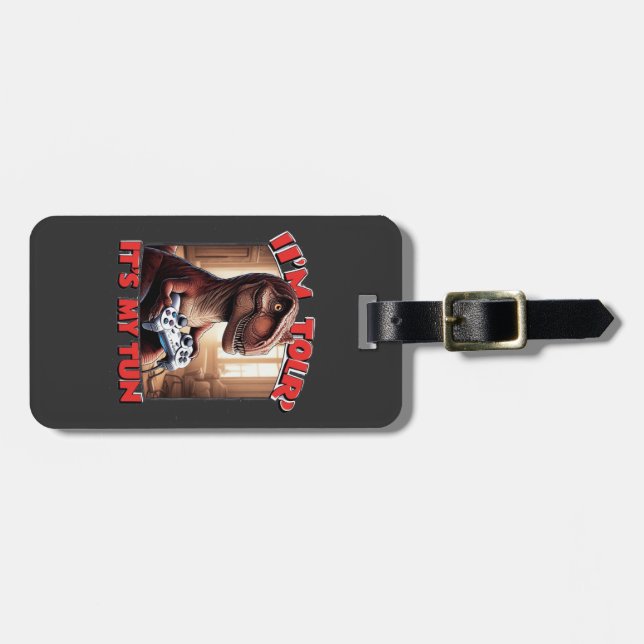 Funny T-Rex Gamer Quote Design Gepäckanhänger (Vorderseite horizontal)