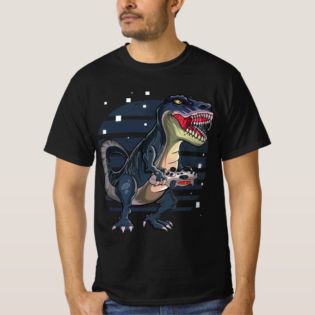 Funny T-Rex Gamer T Rex Gaming, Cute Video Game Fo T-Shirt (Vorderseite)