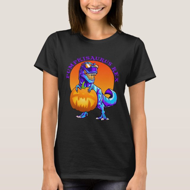 Funny T Rex Halloween Pumpkisaurus Rex Pumpkin Din T-Shirt (Vorderseite)