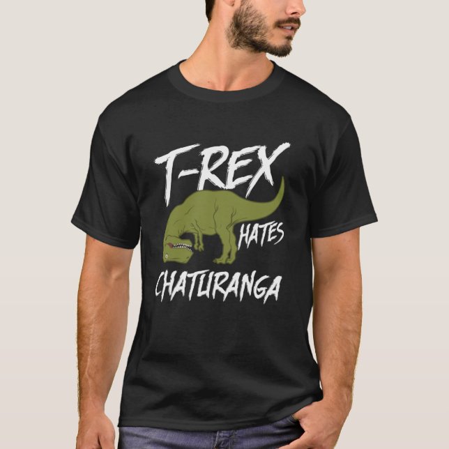 Funny T-rex Hates Chaturanga Yoga Dinosaur Shirt P (Vorderseite)