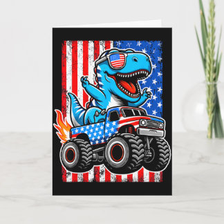 Funny t-rex riding monster truck 4th of julyFunny  Karte