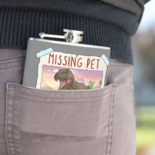 Funny T Rex Tshirt, Funny Missing Pet Tee, Dinosau Flachmann