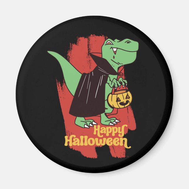 Funny T Rex Vampire Trick oder Treat Happy Hallowe Magnet (Vorne)