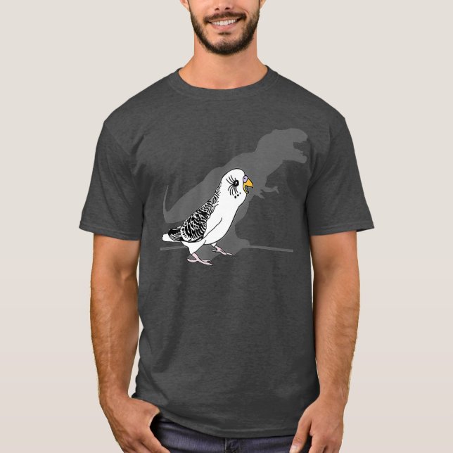 Funny T-rex White Budgie Birb Meme Niedlicher Papa T-Shirt (Vorderseite)