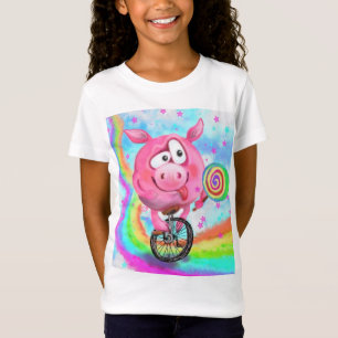Funny T - Shirt Circus Acrobat Pig mit Lollipop