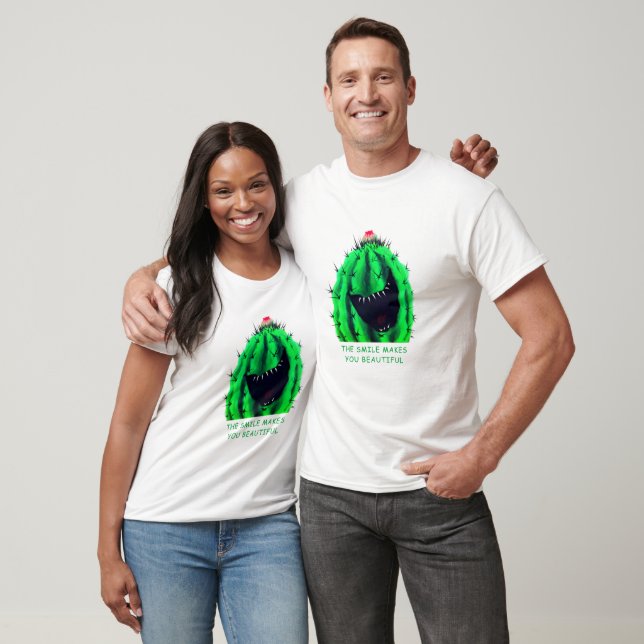 Funny T - Shirt Gift Happy Cactus Smile Custom Tex (Unisex)