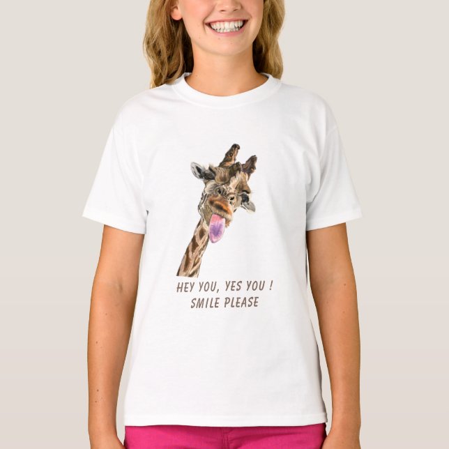 Funny T - Shirt Giraffe Tongue Out - Benutzerdefin (Vorderseite)