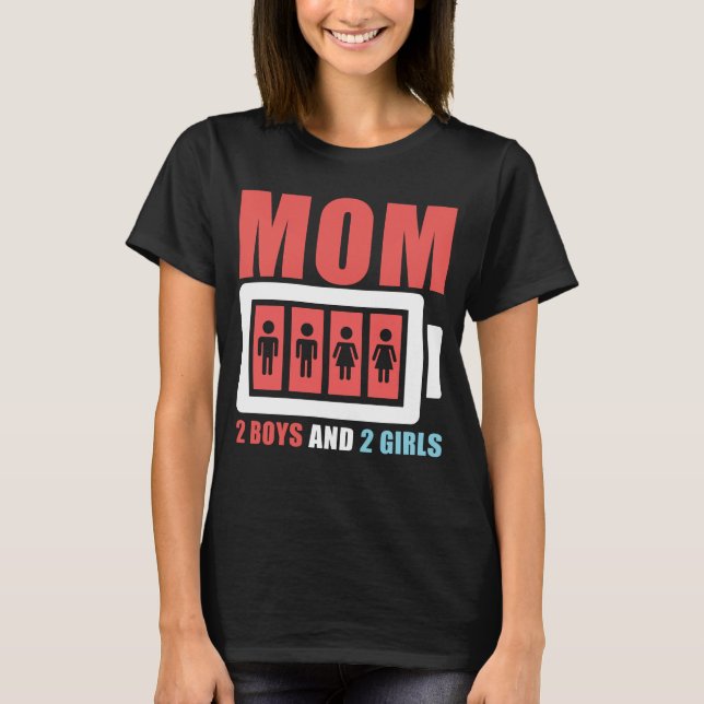 Funny T - Shirt Mama zwei Jungs und zwei Mädchen k (Vorderseite)