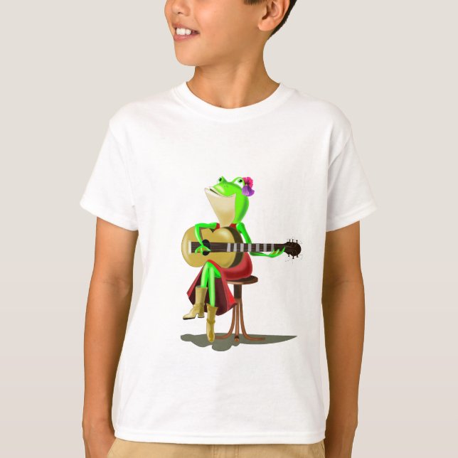 Funny T - Shirt mit Frog Playing Guitar (Vorderseite)