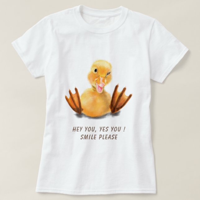 Funny T - Shirt mit Happy Duck - Benutzerdefiniert (Design vorne)