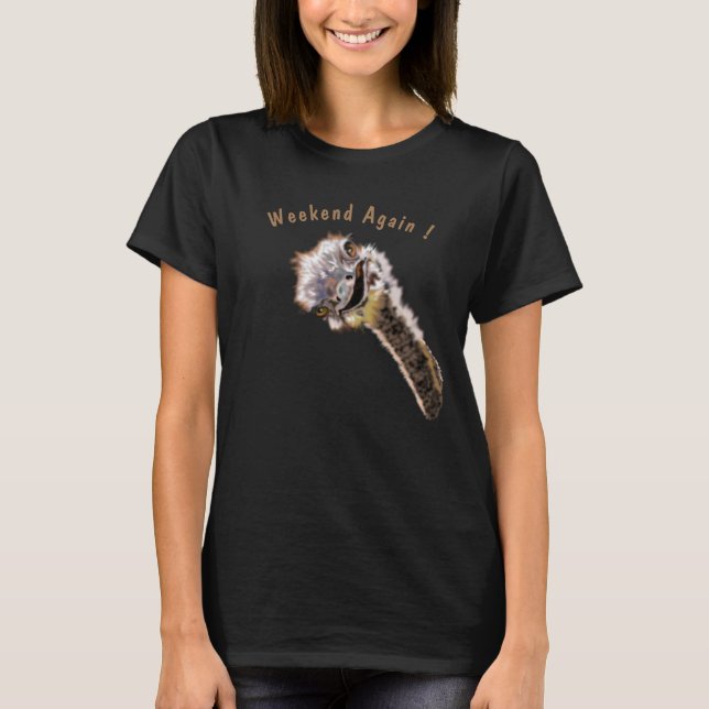 Funny T - Shirt mit Happy Ostrich - Custom Text (Vorderseite)