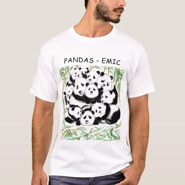 Funny T - Shirt mit Pandas - Benutzerdefinierter T (Vorderseite)