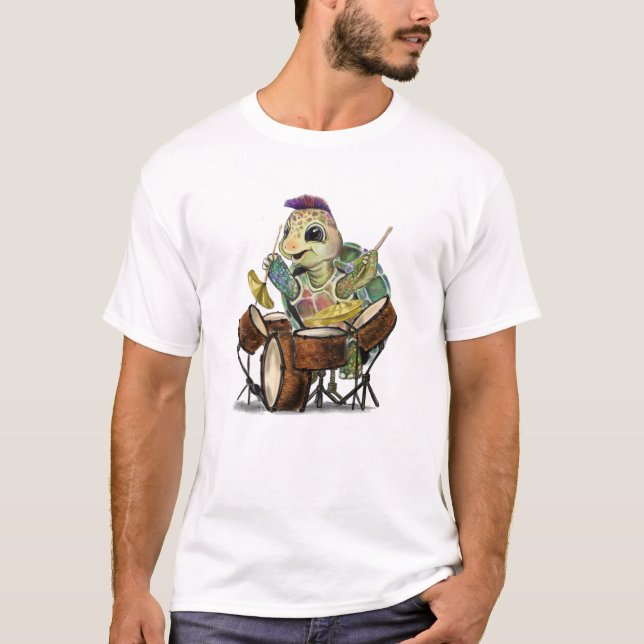 Funny T - Shirt mit Turtle Drummer (Vorderseite)