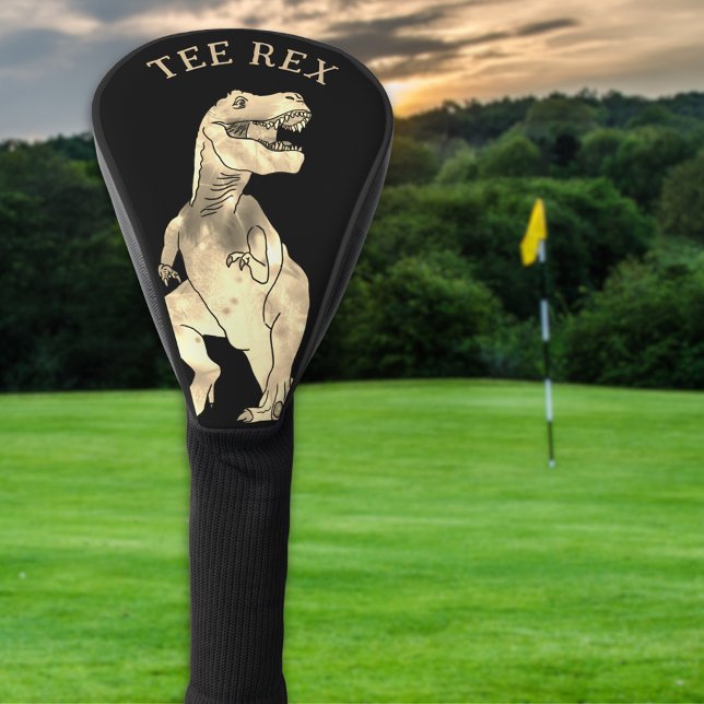 Funny T-Shirt Rex Dinosaur Joke Golf Headcover (Funny tee Rex dinosaur golfing joke golf head cover T-Rex dino illustration and modern typography )