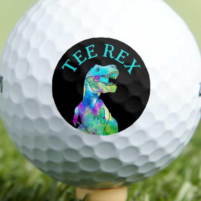 Funny T-Shirt Rex Dinosaur Vater Joke Golfball (Funny Tee Rex dinosaur golfing joke golf ball. Colorful T-Rex dino artwork and golf pun)