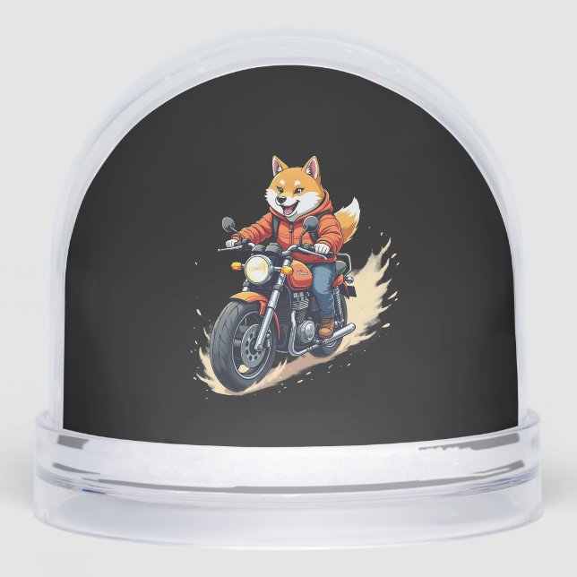 Funny T-Shirt, Shiba Inu, Motorcycle, Dog, Puppet, Schneekugeln (Vorderseite)