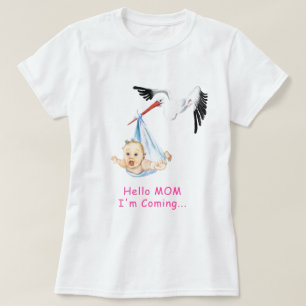 Funny T - Shirt Storch Carried Baby - Custom Text