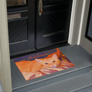 Funny Tabby Cat Bright Orange Niedlich Fußmatte