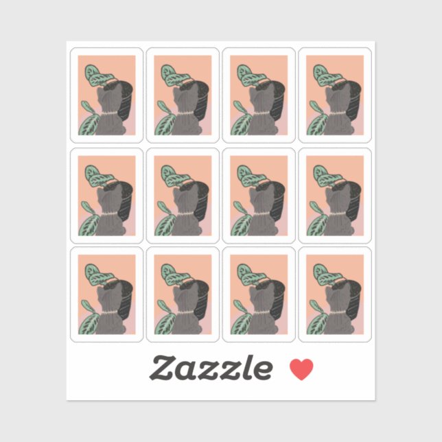 Funny Tabby Cat Pflanze Rahmen anzeigen Aufkleber (Blatt)