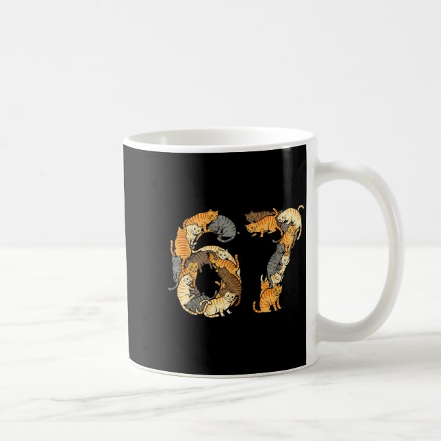 Funny Tabby Cats 6 7 Meme Six Seven Love Alley Cat Kaffeetasse (Rechts)