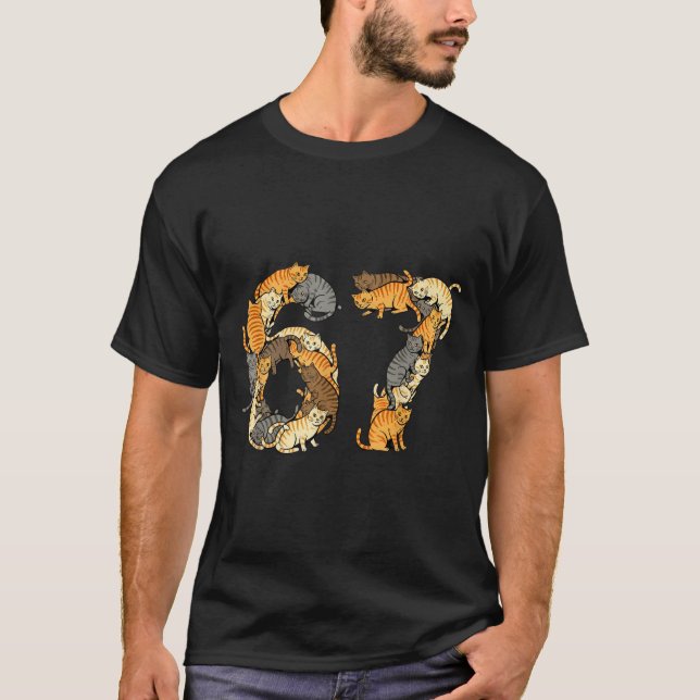 Funny Tabby Cats 6 7 Meme Six Seven Love Alley Cat T-Shirt (Vorderseite)