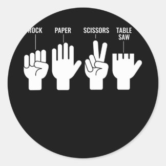 Funny Table sah Woodworker Joke Top No Finger Vate Runder Aufkleber