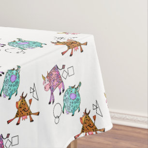 Funny Tableclout mit farbigen geometrischen Kühen Tischdecke