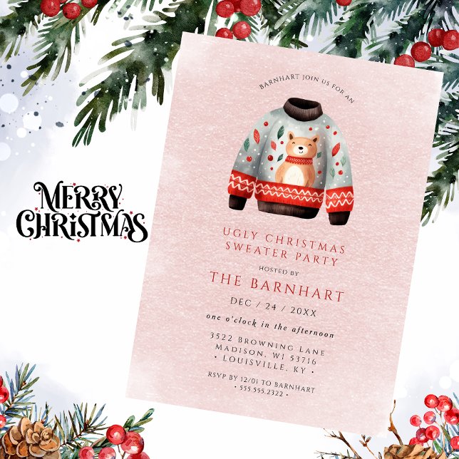 Funny Tacky Ugly Christmas Sweater Party Einladung (Von Creator hochgeladen)