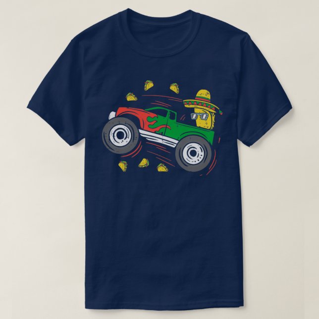Funny Taco Driving Monster Truck 2 T-Shirt (Design vorne)