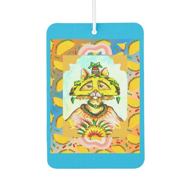 Funny Taco Hippie Cat Cat Air Freshener Autolufterfrischer (Vorderseite)
