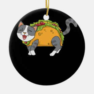 Funny Taco Katze Mexiko Nahrungsmänner Kinder Juge Keramik Ornament