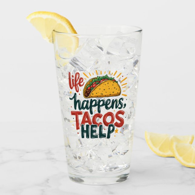 Funny Taco Lover Fiesta Feinschmecker Spaß Glas (Vorderseite Ice)