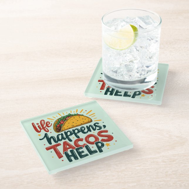Funny Taco Lover Fiesta Feinschmecker Spaß Glasuntersetzer (Schrägansicht)