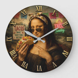 Funny Taco Mona Lisa Große Wanduhr