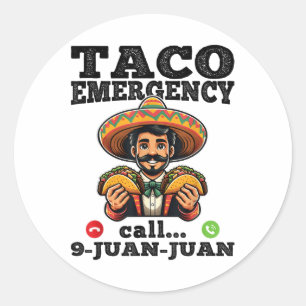 Funny Taco Notruf 9 Juan Juan für Cinco de Runder Aufkleber