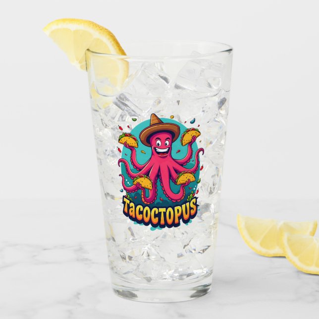 Funny Taco Octopus Cartoon Food Puff Glas (Vorderseite Ice)