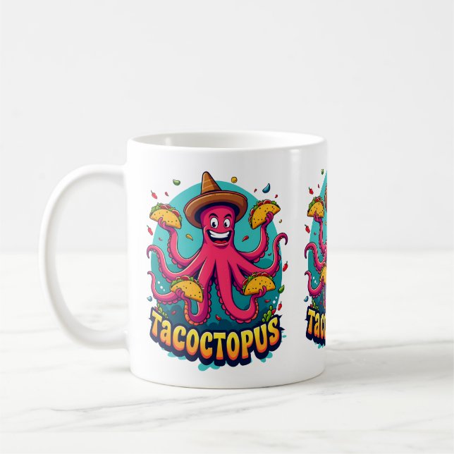 Funny Taco Octopus Cartoon Food Puff Kaffeetasse (Links)