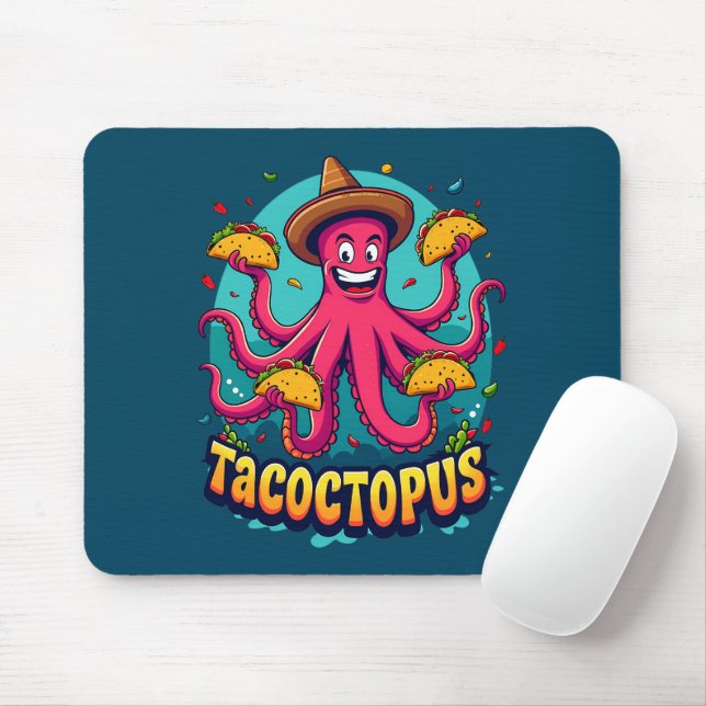 Funny Taco Octopus Cartoon Food Puff Mousepad (Mit Mouse)