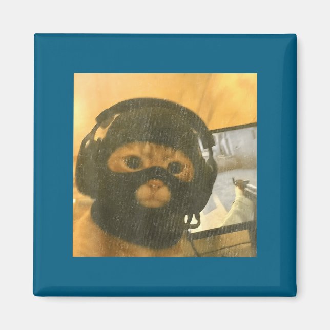 Funny Tactical Gamer Cat Meme Graphic  Magnet (Vorne)