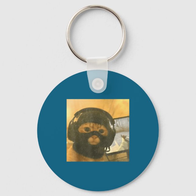 Funny Tactical Gamer Cat Meme Graphic  Schlüsselanhänger (Vorderseite)