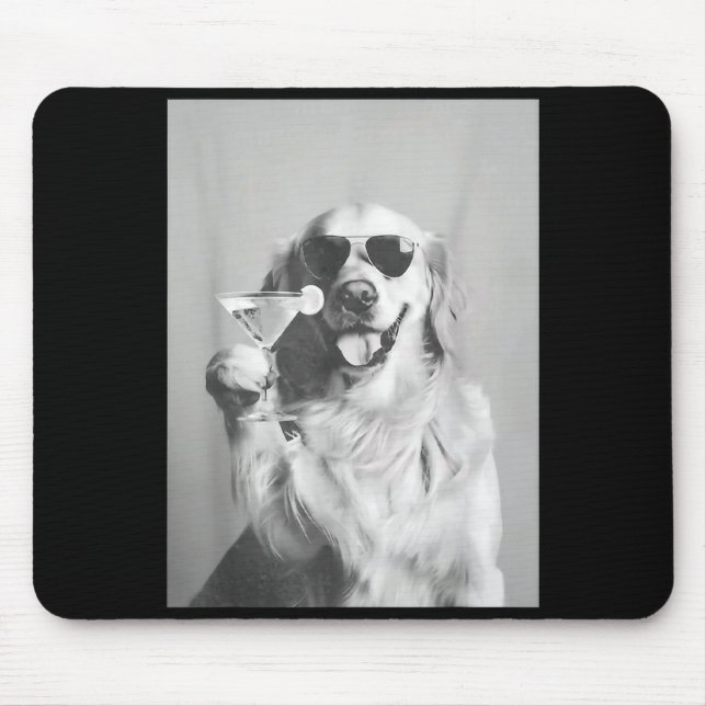 Funny Tail Dog Golden Retriever With Sungles Marti Mousepad (Vorne)