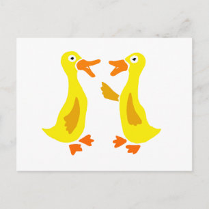 Funny Talking Ducks Art Postkarte