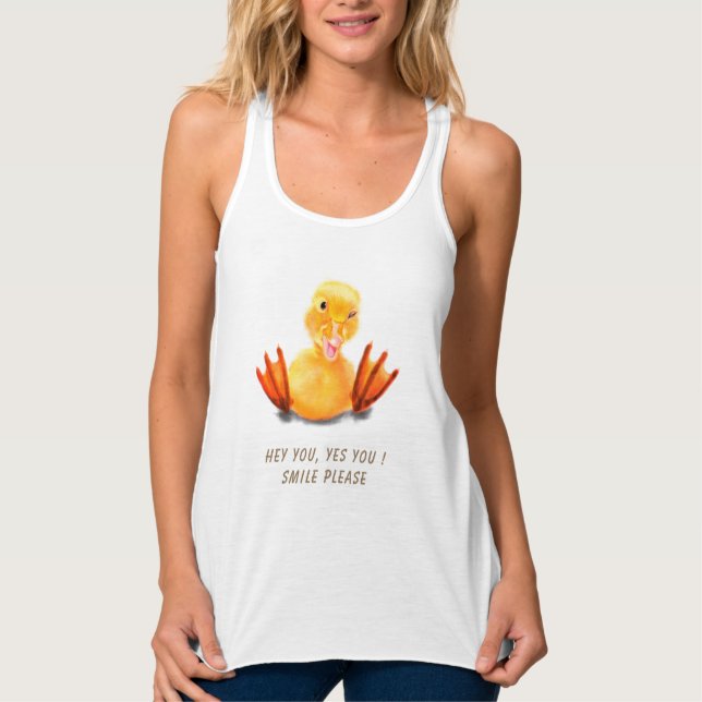 Funny Tank Top mit Happy Duck - Custom Text (Vorderseite)