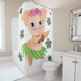 Funny tanzend Hawaii weißer Hintergrund Duschvorhang