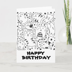 Funny tanzend Katzen Doodles zum Geburtstag Karte
