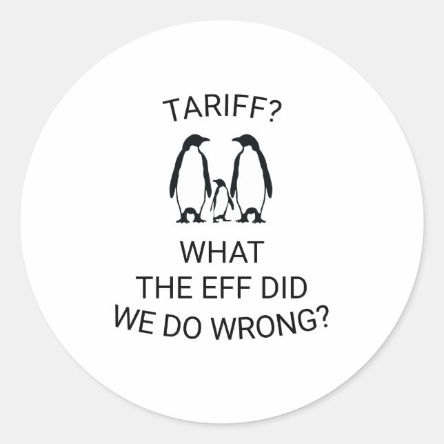 Funny Tariffed Penguins Runder Aufkleber (Vorderseite)