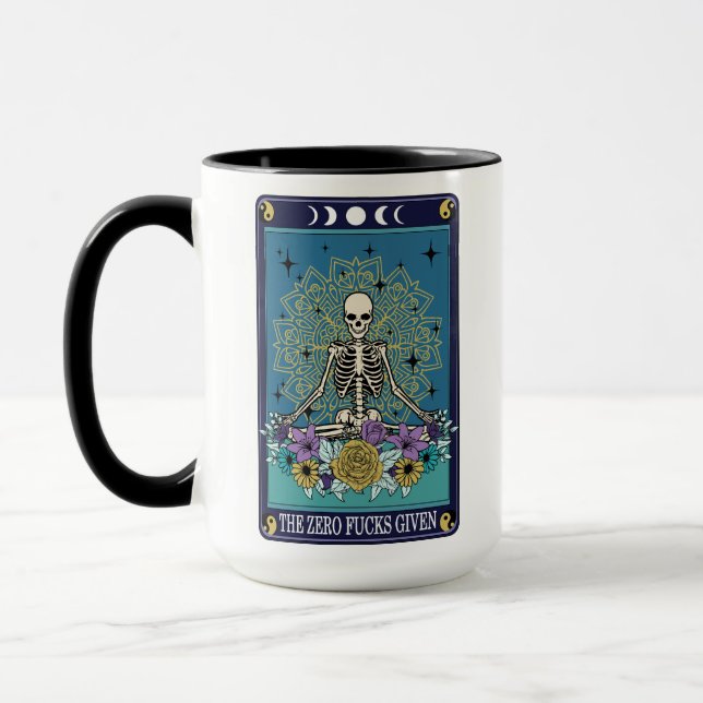 Funny Tarot Das Null-F*cks-Kartenskelett Tasse (Links)