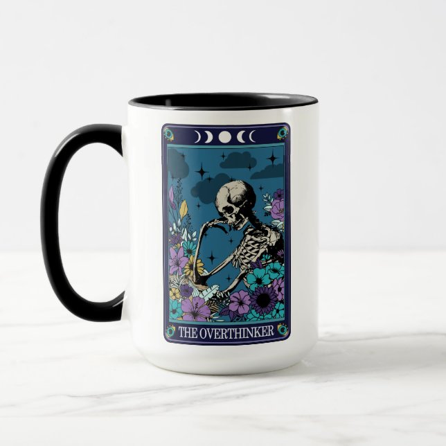 Funny Tarot The Overthinker Card Skelett Tasse (Links)